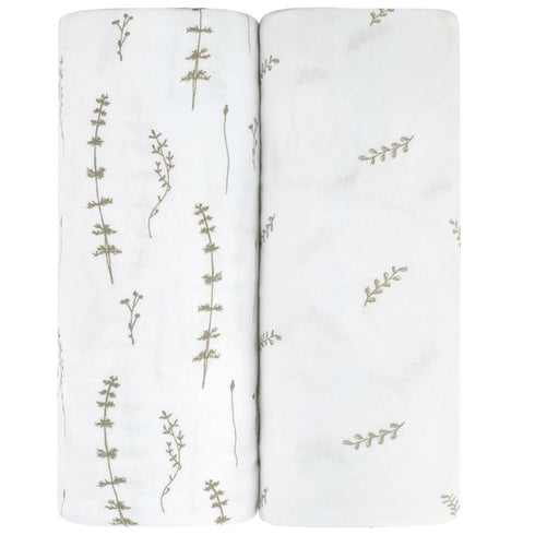 Ely’s & Co. Baby Boy/Girl Fitted Bassinet Sheets - 2 Pack, 100% Jersey Knit Cotton, Forest Grey Floral, 32”x16”x3”