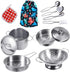 Tiny Cookware Utensils Pretend Play Kitchen Toys, Stainless Steel Cooking Set, Montessori Kitchen Playset for Kids,