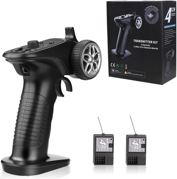 HTLNUZD 4H-TX 4CH 2.4GHz RC Radio System Transmitter with 4CH Controller Remote Control