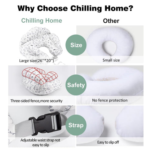 Chilling Home Nursing Pillow Adjustable, Pillow for Breast Feeding Bottle Feeding, Large Size More Support for Mom