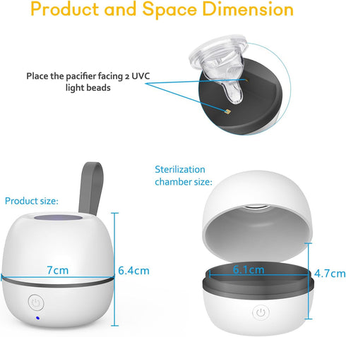 StarWin Pacifier Sanitizer Portable, UV Pacifier Case On The Go, Newborn Pacifier Holder Mini Storage Case for Travel