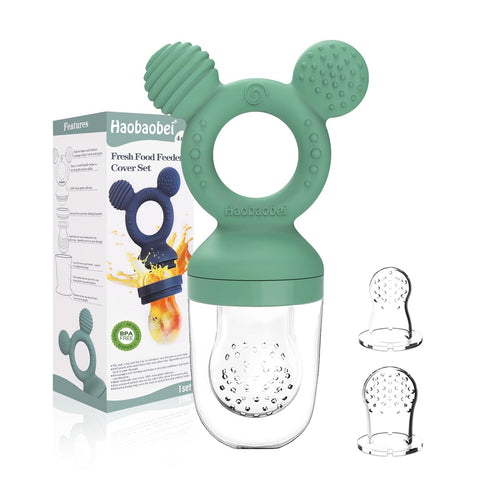 Baby Fruit Feeder, Frozen Teething Toys, Teether Pacifier with 3 Extra Teats,