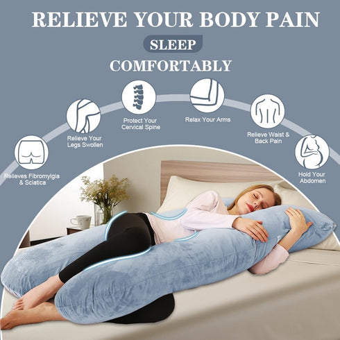 55 inch Chilling Home Pregnancy Pillows - U Shaped Maternity Pillow for Pregnant Women with Velvet Removable Cover