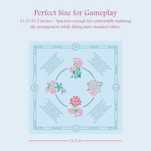Morihaza (Style-1) Premium Mahjong Mat for Table - Non-Slip Mahjong Table Cloth with Printed Rules - Stylish Mah Jongg