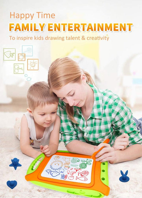Magnetic Drawing Board for Toddlers, Travel Size Erasable Sketch Toy with Carry Bag, Magnet Pen & Three Stampers