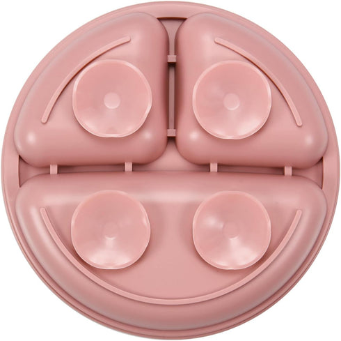 PandaEar 3 Pack Toddler Plates, Silicone Divided Suction Plates, BPA-Free 100% Food-Grade Silicone (Pink/Linen/Light
