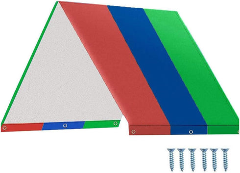 Swing Set Replacement Tarp, 52" x 89" Waterproof Canopy Cover for Kids Playground Roof, Outdoor Swing (Green&Blue&Red)