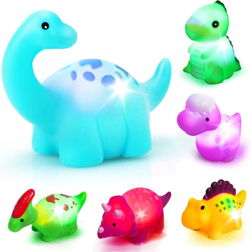 TOY Life Light Up Dinosaur Bath Toys for Kids 3 4 5 8, No Hole Bath Toys for Toddlers, Baby Bath Time Toys