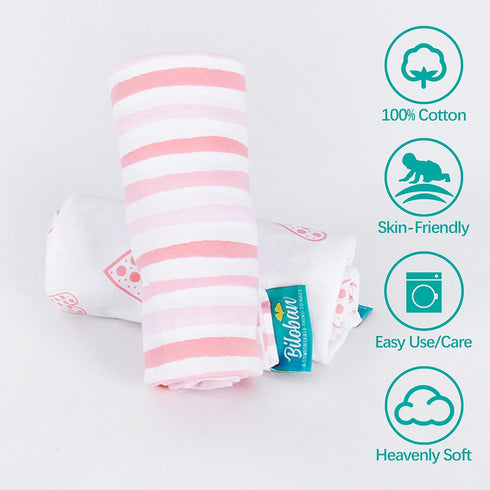 2 Pack 100% Biloban Nursing Pillow Cover for Boppy Pillow Stretchy Cotton Large Zipper Super Soft & Breathable Infant