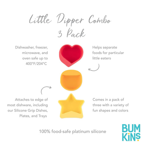 Bumkins Baby Silicone Little Dippers, Attaches to Bowls, Dishes, Plates, Sauce Cup, Baby Led Weaning, Essential Feeding
