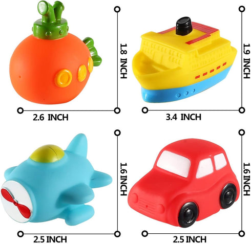 CHIMAGER 6 Packs Set, Swimming No Hole Boat Bath Toy Light up Changing Color in Water, Floating Rubber Bathtub Toys