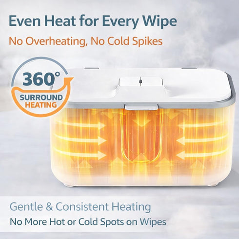 Orozee Wet Wipes Heater,Baby Wipe Warmer and Baby Wet Wipes Dispenser Large Capacity with Night Light and View Window