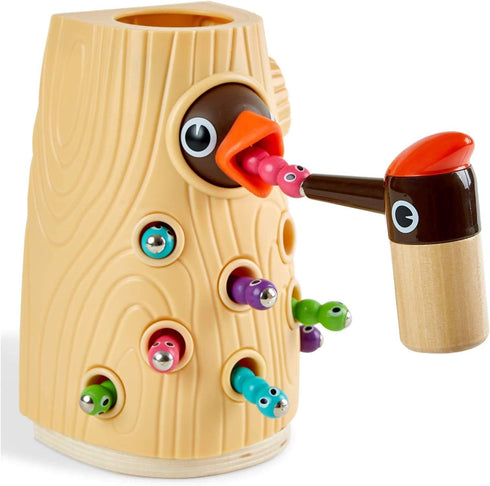 TOP BRIGHT Montessori Toys for 2 Year Olds, Fine Motor Skills Toddler Toys Age 2-4, Woodpecker Worm Feeding Game