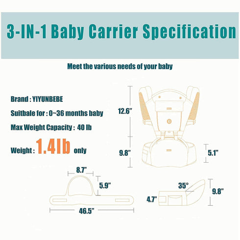 Backpack Baby Carrier Newborn to Toddler Baby Carriers with Seat Infant Baby Holder Baby Carriers Front and Back