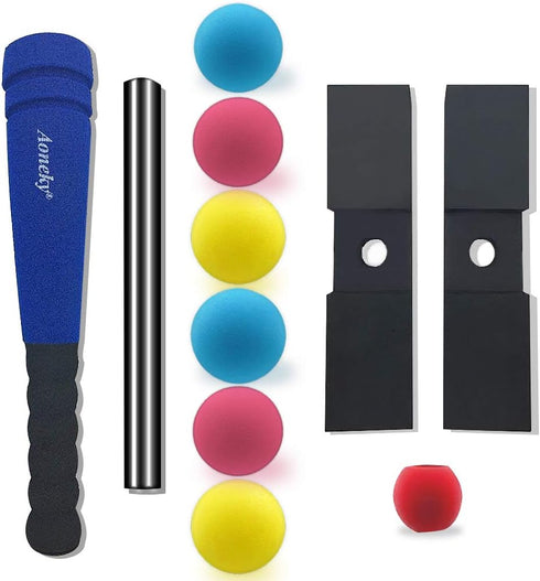 Aoneky Mini Foam Tball Set for Toddlers, Carry Bag Included, Best Baseball T Ball Toys for Kids Age 1 (Blue)