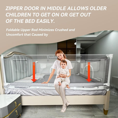 DEALNASTAR 80" 28 Bed Rail for Toddlers and Kids, Adjustable Safety Bed Guard with Height Gears,Universal Bedside Rail