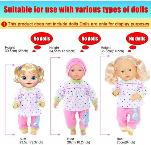 10 Sets 10/12/14 Inch iBayda Doll Clothes & Accessories - Playtime Outfits with Hats and Headbands for New Born Baby
