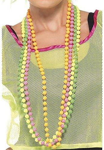 BinaryABC Neon Beads Beaded Necklace for 70s 80s Halloween Party Dress Accessories 6pcs (6 colors)