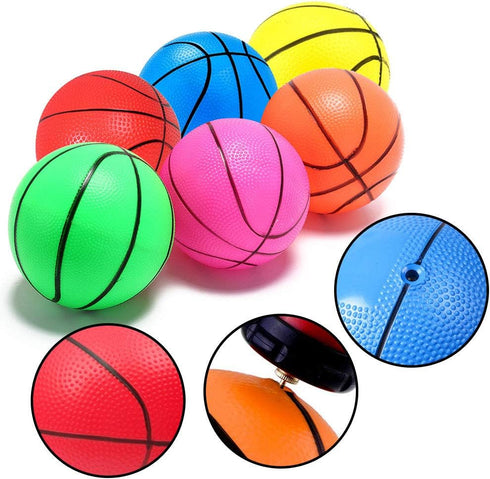 Shindel 5 Inch Mini Toy Basketball - 6PCS Colorful Rubber Basketballs with Pump for Toddlers, Indoor and Outdoor Play
