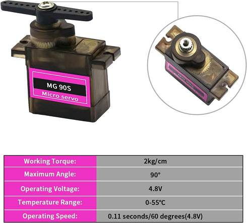 MG90S 9G Project(6PCS) Servo, Helicopter QC Module Servo Motor Metal Gear Micro Servo Motor Smart Robot Helicopter