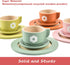 27PCS Set, Giant bean Wooden Toy Plates and Dishes for Kitchen Wooden Play Kitchen Accessories for Girls and Boys
