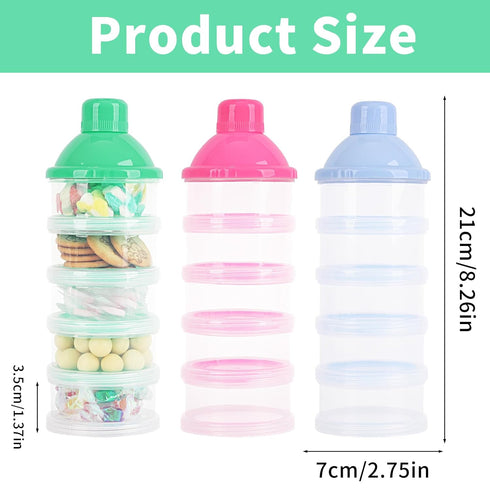 Manwetye 2 5 PCS Layers Baby Milk Powder Dispenser, Milk Powder Pots, Formula Dispenser Portable Milk Powder Formula