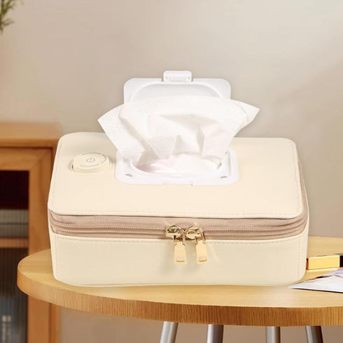 Gsycle 80 Constant Temperature Baby Wipe Warmer, PU Leather Travel Wipes Case Dispenser, Portable Wet Wipe Warmer Box