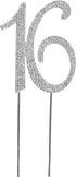 Bling Crystal Rhinestone 16 Birthday Cake Topper - Best Keepsake for 16th Party Decorations, Silver