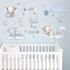 Quinspir Dream Big Little One Elephant Wall Stickers,Dreamy Moon Stars Balloons Cloud Decor for Kids Room, Nursery