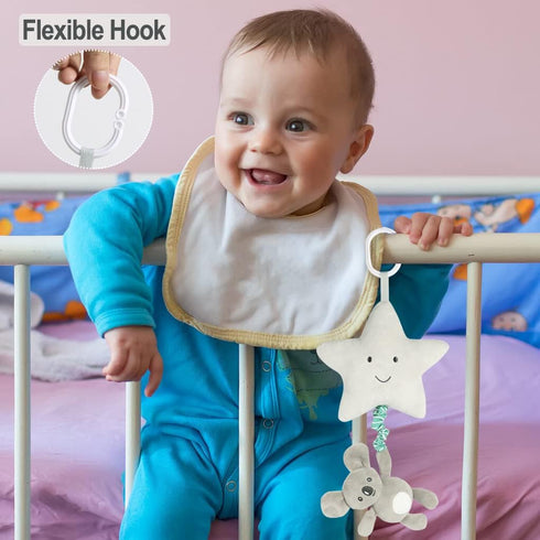 Baby Hanging Musical Toy With Music Box, Lullaby Pull Sensory for Babies Boys and Girls, Clip On Infant Pram Pushchair