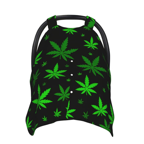 Zhbvncp Green Weed Leafs Baby Car Seat Cover & Breastfeeding Nursing Cover - Breathable Stretch Fabric Multi-Use