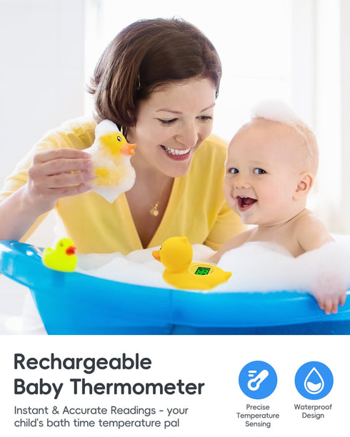 b&h Duck Rechargeable Baby Bath Thermometer - Fast Temperature Reading, Digital Water Thermometer for Bathtub and Room