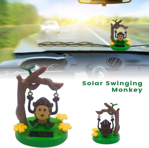 Cute Solar Monkey Swinging Animated Bobble Dancer Toy - Kawaii Solar Powered Dancing Monkey for Car Decor