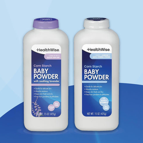 15 oz (425g) HealthWise Corn Starch Baby Powder | Soothing Lavender Scent | Talc Free | Paraben & Phthalate Free |