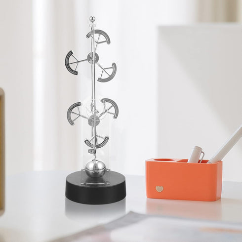 HEALLILY Perpetual Motion Desk Toy, Silver Iron Home Office Decor, Science Gift for Kids and Adults