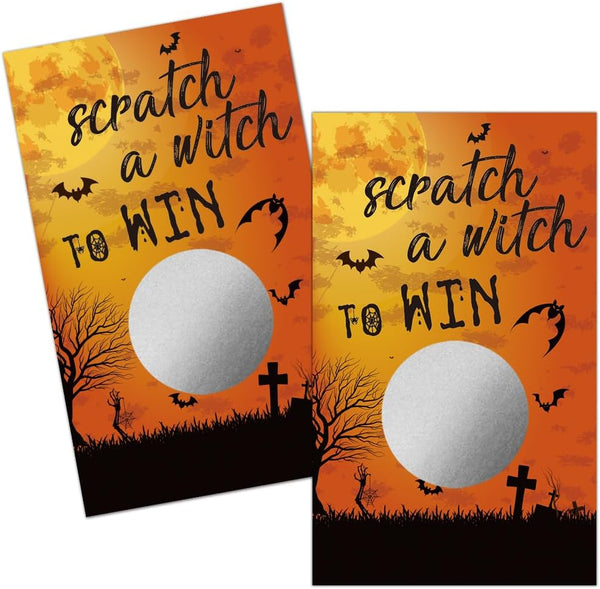 50 Pack Halloween Theme Scratch Off Game - Spider Witch Bat Cards for Halloween Party Activities