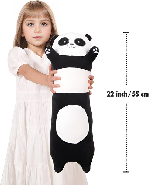 22 Inch Cute Giant Panda Bear Plush Soft Body Pillow Plushies, Large Black Panda Stuffed Animals Toy Doll Gift for Kids Girls and Boys, Birthday