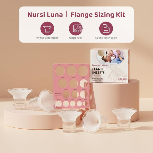 10PCS 13/15/17/19/21mm, 24mm Flange Sizing Kit with Flange Inserts Silicone Breast Pump Flange Insert Kit