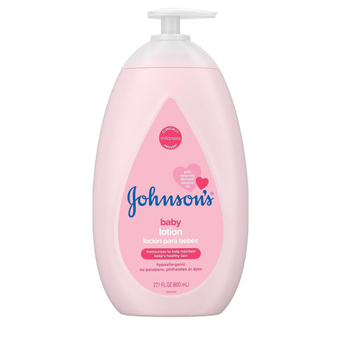 Johnson's Mild Pink Baby Lotion with Coconut Oil - Hypoallergenic, Paraben-, Phthalate- & Dye-Free, 27.1 Fl. Oz