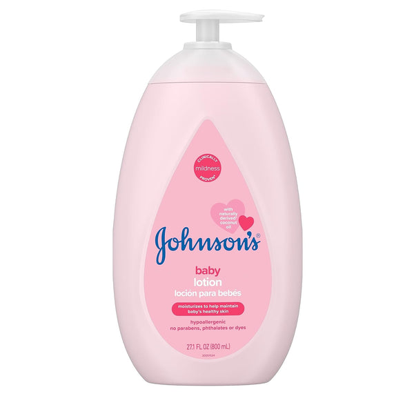 Johnson's Mild Pink Baby Lotion with Coconut Oil - Hypoallergenic, Paraben-, Phthalate- & Dye-Free, 27.1 Fl. Oz