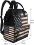 OUSIKA Backpack Daypacks American Flag Print Diaper Bag Multifunction Laptop Travel Large Nappy Bag, Black, One Size