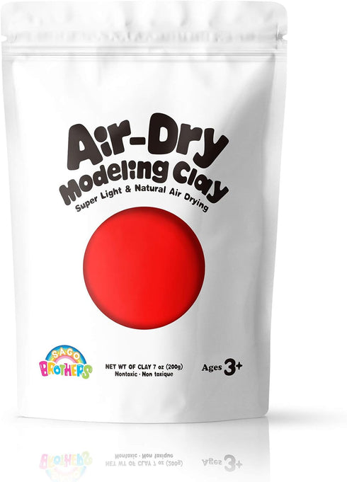 Sago Brothers 7 oz Red Modeling Clay for Kids, Super Soft Air Dry Clay for DIY Slime, Ultra Light