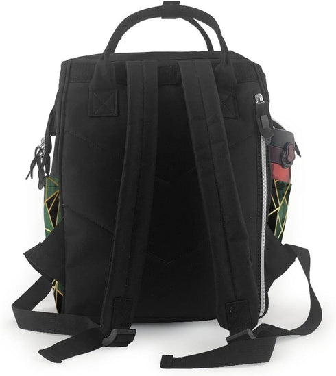 FHEDVBN Backpack Mummy Backpacks Daypack black and gold geometric Diaper Bag for Women Multifunction Waterproof for Mom