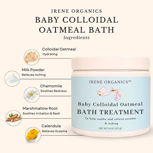 Oatmeal Baby Bath Powder by Irene Organics, Colloidal Oatmeal for Eczema and Dry Skin, 2 Pack