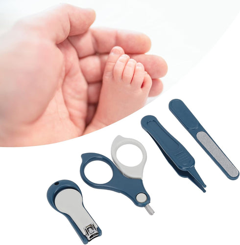 Set 4 1 Baby Nail Manicure Care Kit, Pedicure Grooming Kit in Tools Clippers Scissor File Tweezers for Newborn Infant