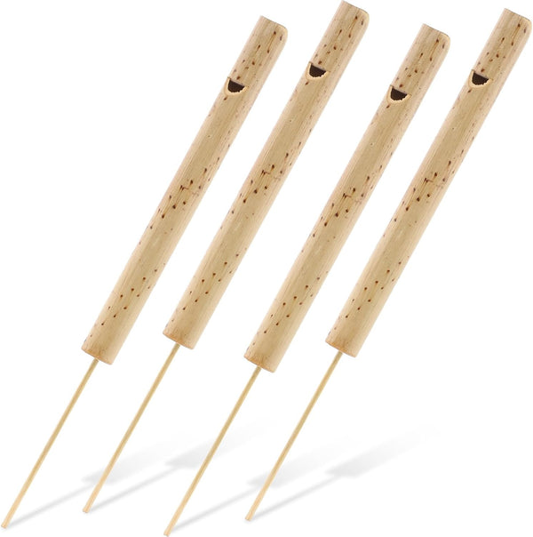 4Pcs Bamboo Slide Whistle - Kids Train Whistle Birdcall Flute - Musical Educational Toys for Adults & Kids Party Favors