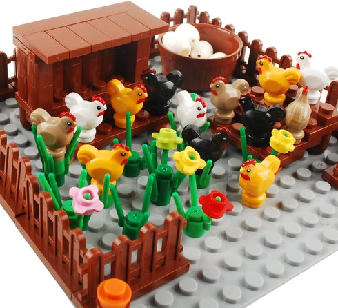 Farm Field Set Building Blocks, Plant Animal Crops Kit DIY Compatible with All Major Brands (Chicken Coop)