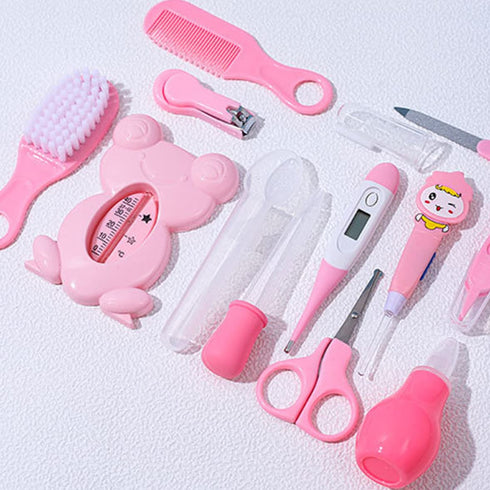 Jualyue Set 13 PCS/Set Baby Healthcare Grooming Kit Baby Nasal Aspirator Nail Clipper Hairbrush Newborn Daily Cleaning
