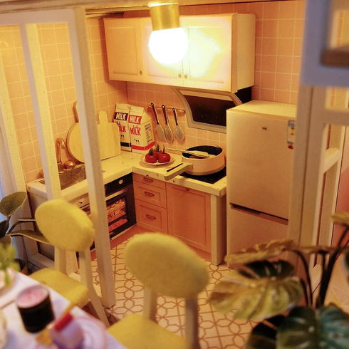 1:24 GuDoQi DIY Miniature Dollhouse Kit, Tiny House kit with Furniture and Music, Miniature House Kit Scale, Great