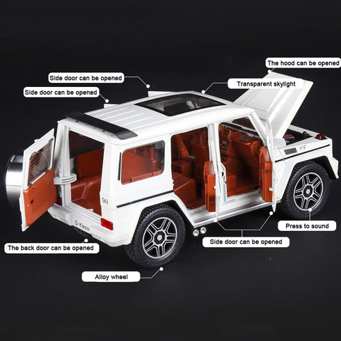 EROCK Exquisite 1/24 Benz G63 AMG Model Car, Zinc Alloy Pull Back Toy with Sound and Light for Kids Gift